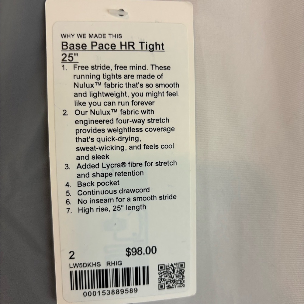 NWT Lululemon sz2 Base Pace HR Tight 25” Leggings in gray… - Picture 4 of 7